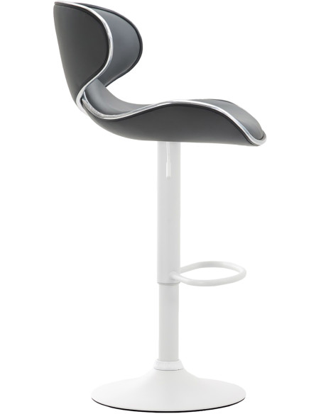 Tabouret de bar original en Polyuréthane Gris Métal Blanc Liseret argenté Kryven - 3