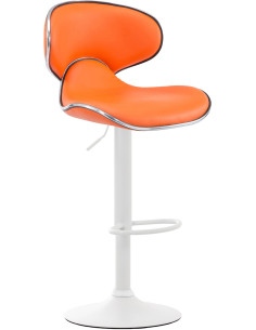 Tabouret de bar original en Polyuréthane Orange Métal Blanc Liseret argenté Kryven - 1