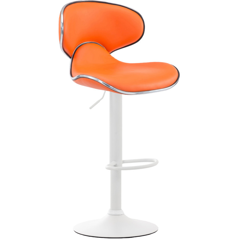 Tabouret de bar original en Polyuréthane Orange Métal Blanc Liseret argenté Kryven - 1