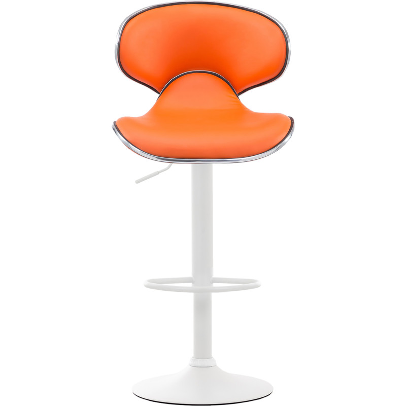 Tabouret de bar original en Polyuréthane Orange Métal Blanc Liseret argenté Kryven - 2