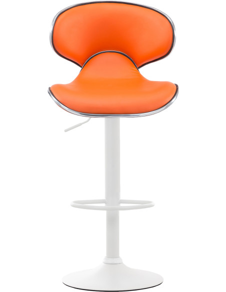 Tabouret de bar original en Polyuréthane Orange Métal Blanc Liseret argenté Kryven - 2