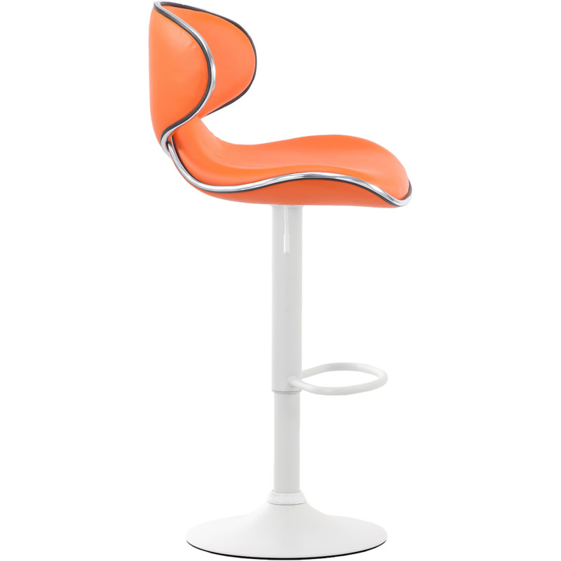 Tabouret de bar original en Polyuréthane Orange Métal Blanc Liseret argenté Kryven - 3
