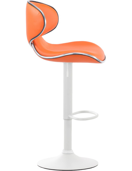 Tabouret de bar original en Polyuréthane Orange Métal Blanc Liseret argenté Kryven - 3