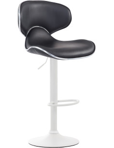 Tabouret de bar original en Polyuréthane Noir Métal Blanc Liseret argenté Kryven - 1