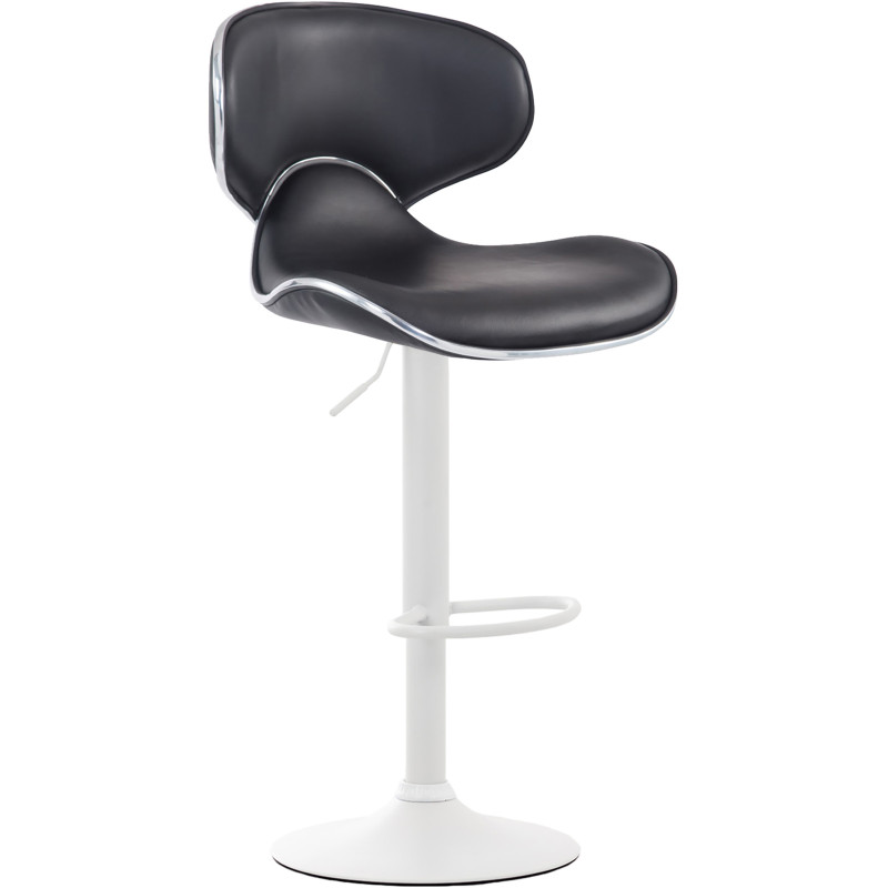 Tabouret de bar original en Polyuréthane Noir Métal Blanc Liseret argenté Kryven - 1