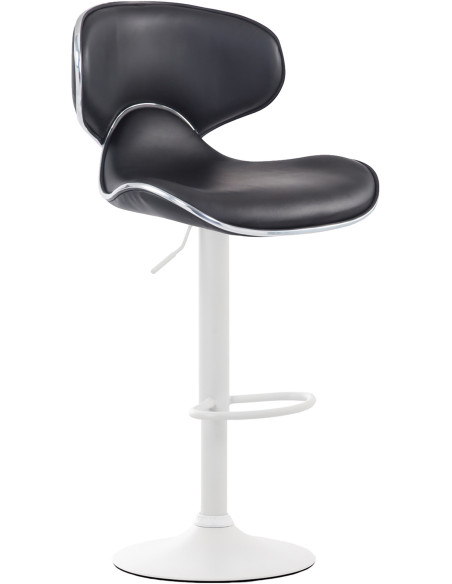 Tabouret de bar original en Polyuréthane Noir Métal Blanc Liseret argenté Kryven - 1