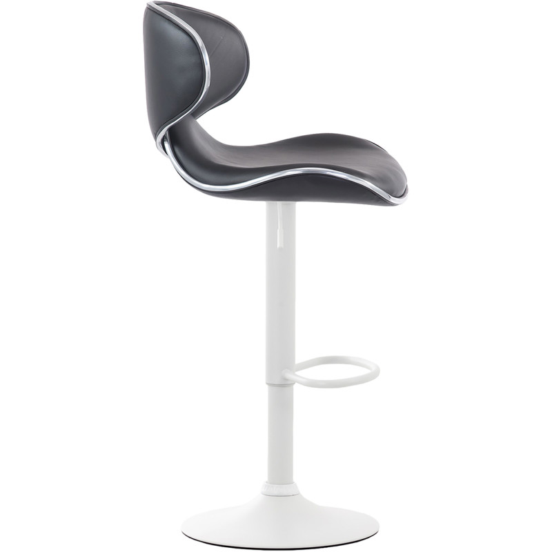 Tabouret de bar original en Polyuréthane Noir Métal Blanc Liseret argenté Kryven - 3