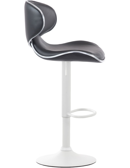 Tabouret de bar original en Polyuréthane Noir Métal Blanc Liseret argenté Kryven - 3