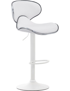Tabouret de bar original en Polyuréthane Blanc Métal Blanc Liseret argenté Kryven - 1
