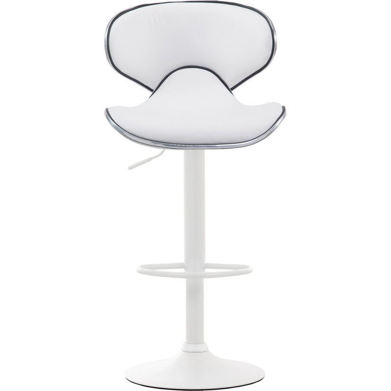 Tabouret de bar original en Polyuréthane Blanc Métal Blanc Liseret argenté Kryven - 2