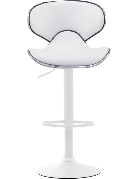 Tabouret de bar original en Polyuréthane Blanc Métal Blanc Liseret argenté Kryven - 2