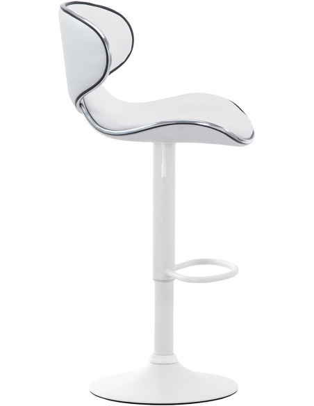 Tabouret de bar original en Polyuréthane Blanc Métal Blanc Liseret argenté Kryven - 3