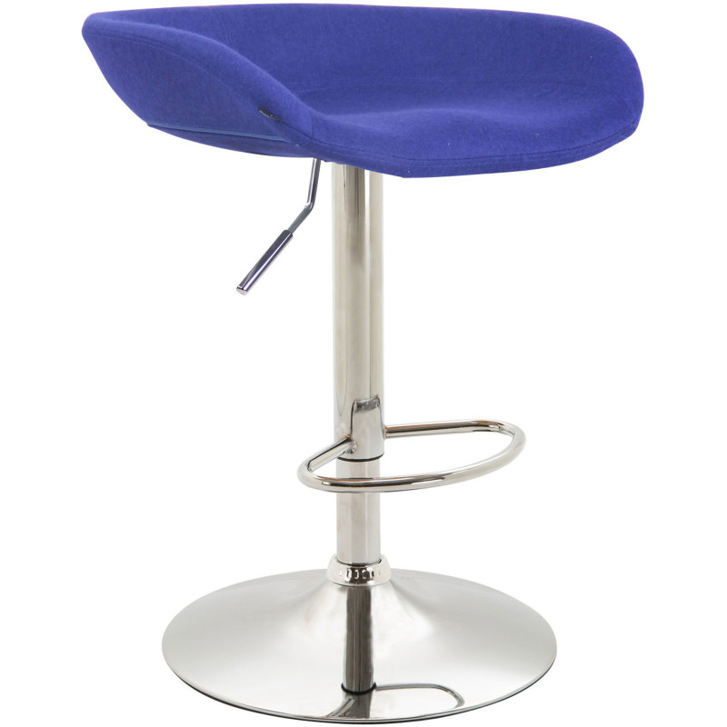 Tabouret de bar moderne en Feutre Bleu Métal Argenté Samel - 1