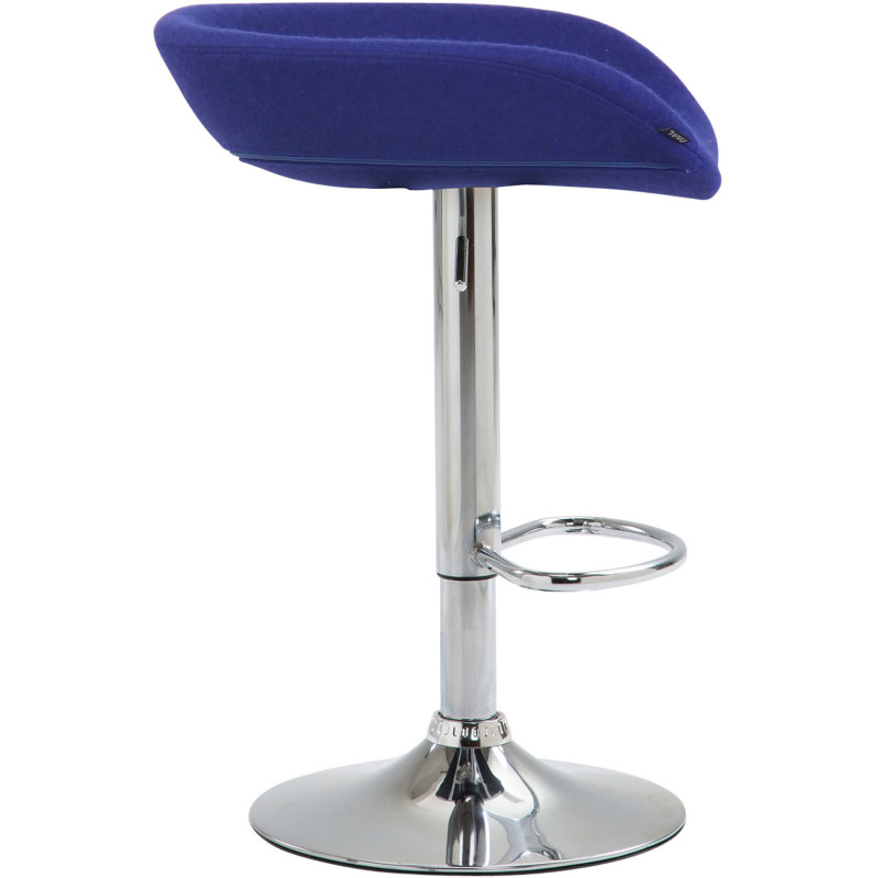 Tabouret de bar moderne en Feutre Bleu Métal Argenté Samel - 3