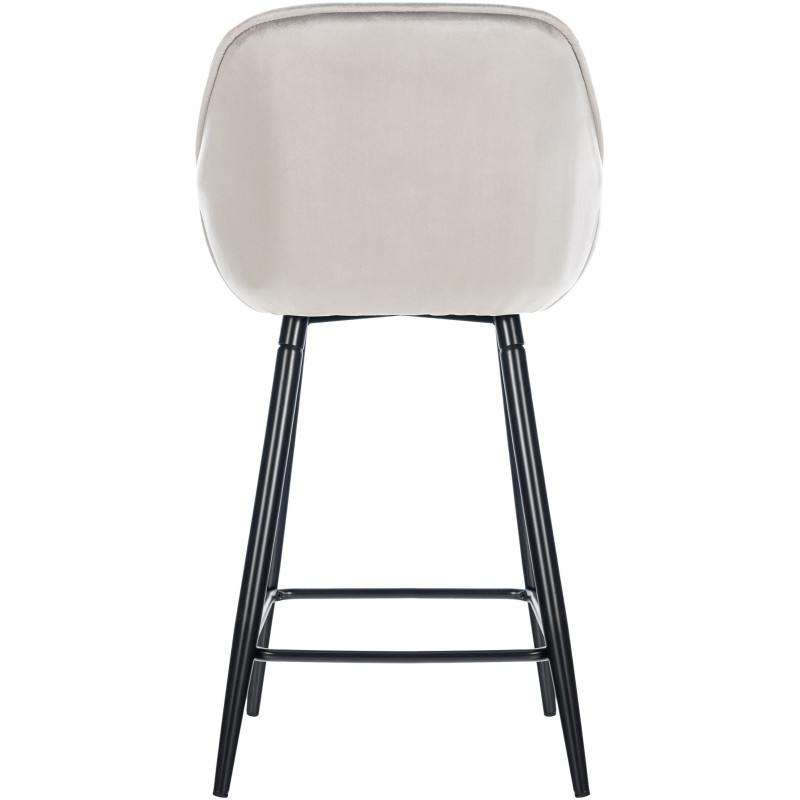 Tabouret de bar haut de gamme en Velours Gris Capitonné Métal Noir Syrion - 2