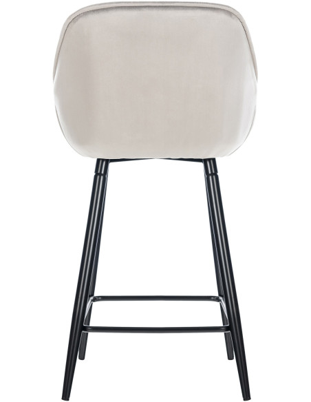Tabouret de bar haut de gamme en Velours Gris Capitonné Métal Noir Syrion - 2