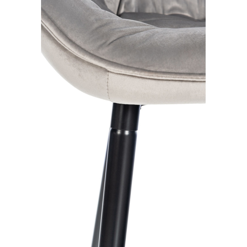 Tabouret de bar haut de gamme en Velours Gris Capitonné Métal Noir Syrion - 4