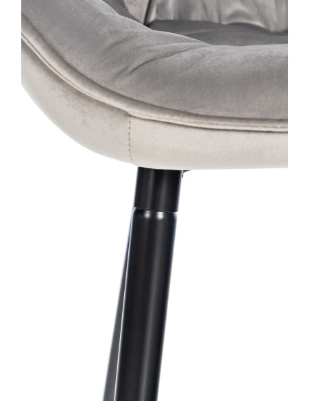 Tabouret de bar haut de gamme en Velours Gris Capitonné Métal Noir Syrion - 4