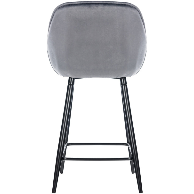 Tabouret de bar haut de gamme en Velours Gris foncé Capitonné Métal Noir Syrion - 2