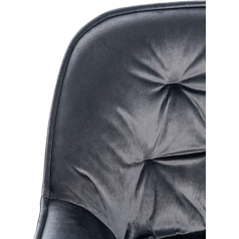 Tabouret de bar haut de gamme en Velours Gris foncé Capitonné Métal Noir Syrion - 3