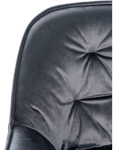 Tabouret de bar haut de gamme en Velours Gris foncé Capitonné Métal Noir Syrion - 3