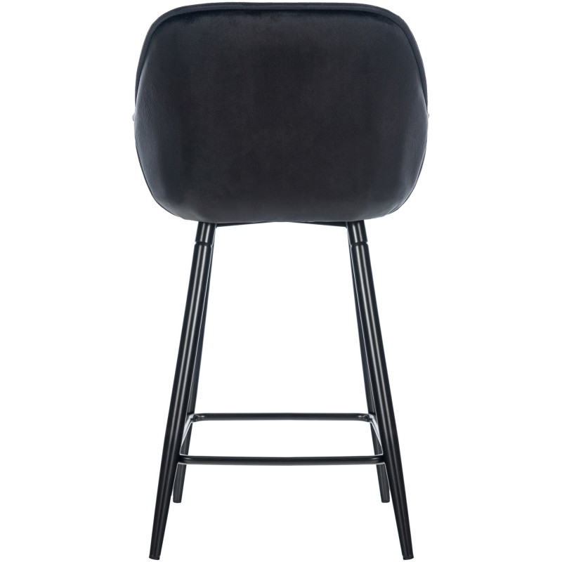Tabouret de bar haut de gamme en Velours Noir Capitonné Métal Noir Syrion - 2