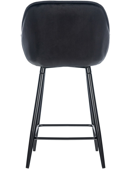Tabouret de bar haut de gamme en Velours Noir Capitonné Métal Noir Syrion - 2