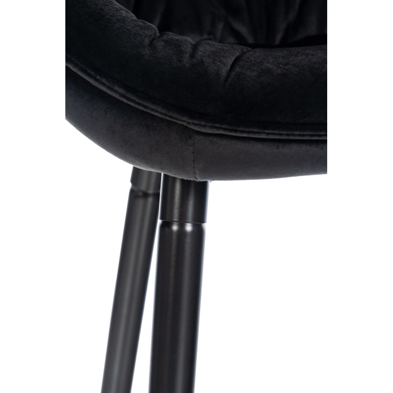 Tabouret de bar haut de gamme en Velours Noir Capitonné Métal Noir Syrion - 4