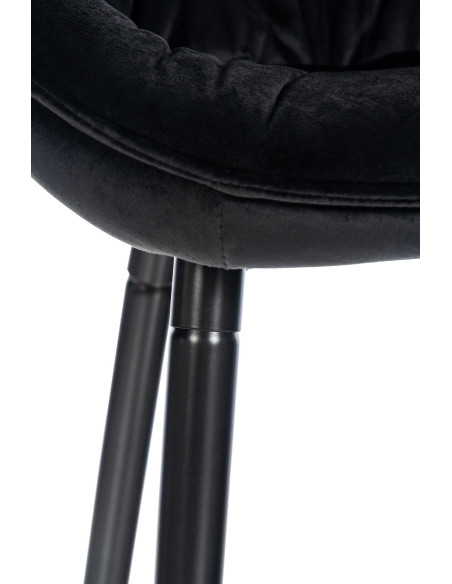 Tabouret de bar haut de gamme en Velours Noir Capitonné Métal Noir Syrion - 4