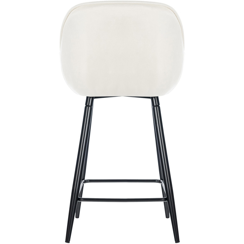 Tabouret de bar haut de gamme en Velours Blanc crème Capitonné Métal Noir Syrion - 2