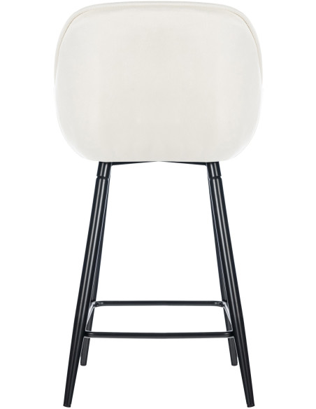 Tabouret de bar haut de gamme en Velours Blanc crème Capitonné Métal Noir Syrion - 2