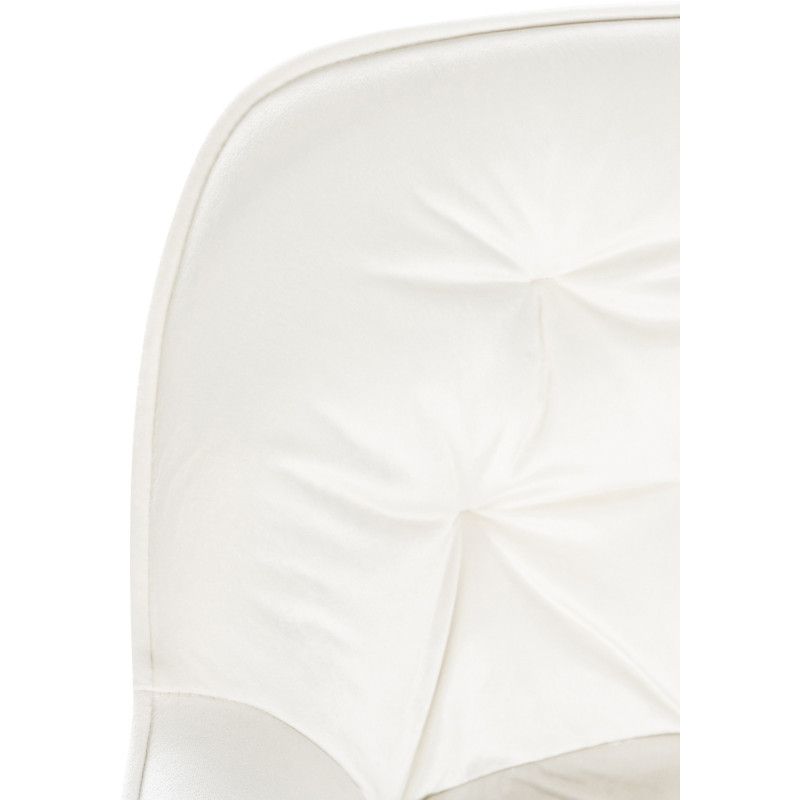 Tabouret de bar haut de gamme en Velours Blanc crème Capitonné Métal Noir Syrion - 3