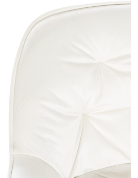 Tabouret de bar haut de gamme en Velours Blanc crème Capitonné Métal Noir Syrion - 3