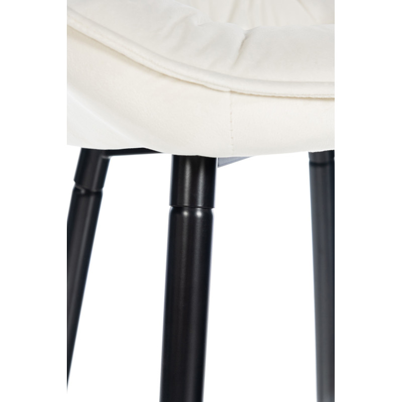 Tabouret de bar haut de gamme en Velours Blanc crème Capitonné Métal Noir Syrion - 4