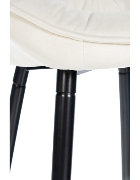 Tabouret de bar haut de gamme en Velours Blanc crème Capitonné Métal Noir Syrion - 4