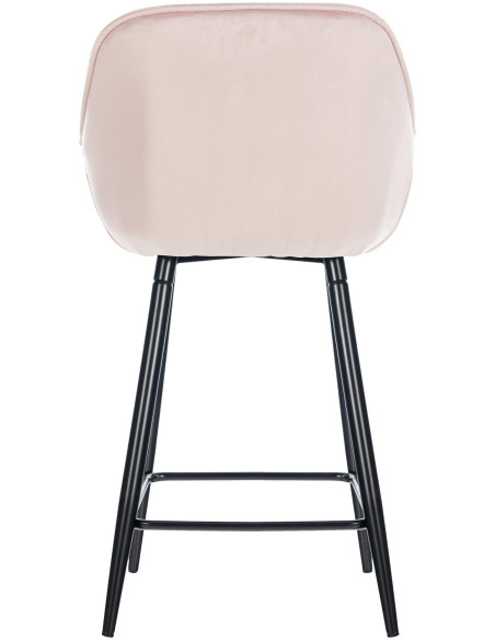 Tabouret de bar haut de gamme en Velours Rose Capitonné Métal Noir Syrion - 2