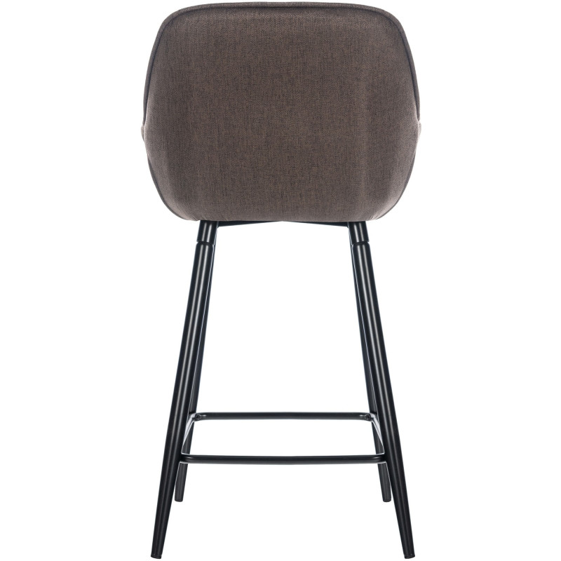 Tabouret de bar haut de gamme en Tissu Marron Capitonné Métal Noir Syrion - 2