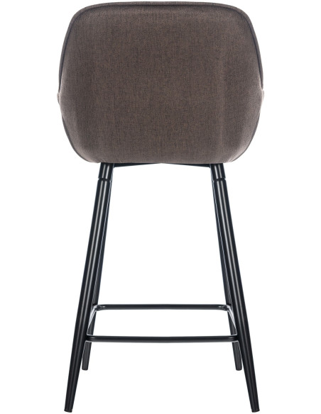 Tabouret de bar haut de gamme en Tissu Marron Capitonné Métal Noir Syrion - 2