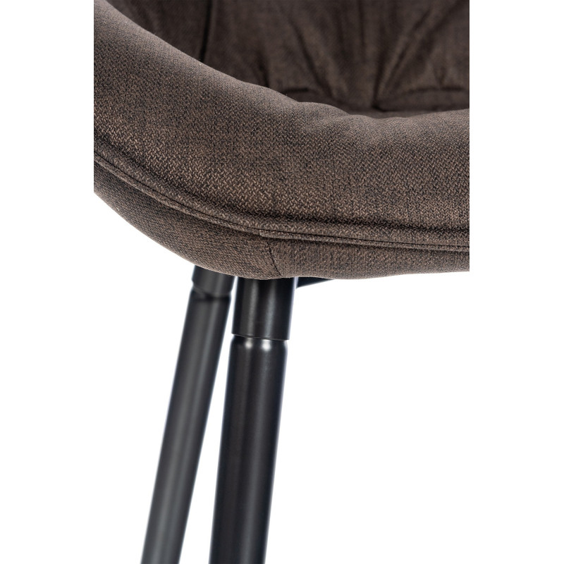 Tabouret de bar haut de gamme en Tissu Marron Capitonné Métal Noir Syrion - 4