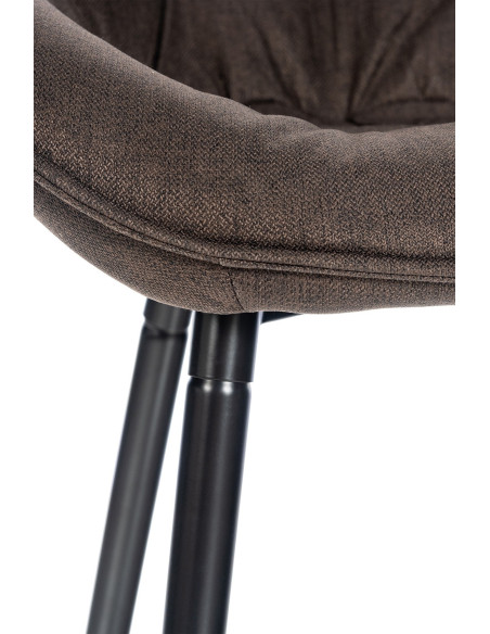 Tabouret de bar haut de gamme en Tissu Marron Capitonné Métal Noir Syrion - 4