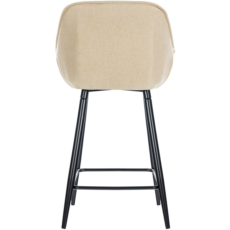 Tabouret de bar haut de gamme en Tissu Blanc crème Capitonné Métal Noir Syrion - 2