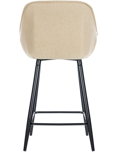 Tabouret de bar haut de gamme en Tissu Blanc crème Capitonné Métal Noir Syrion - 2