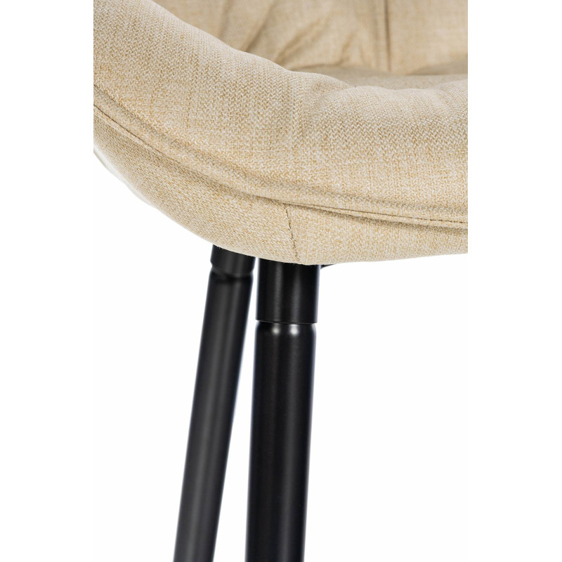 Tabouret de bar haut de gamme en Tissu Blanc crème Capitonné Métal Noir Syrion - 4