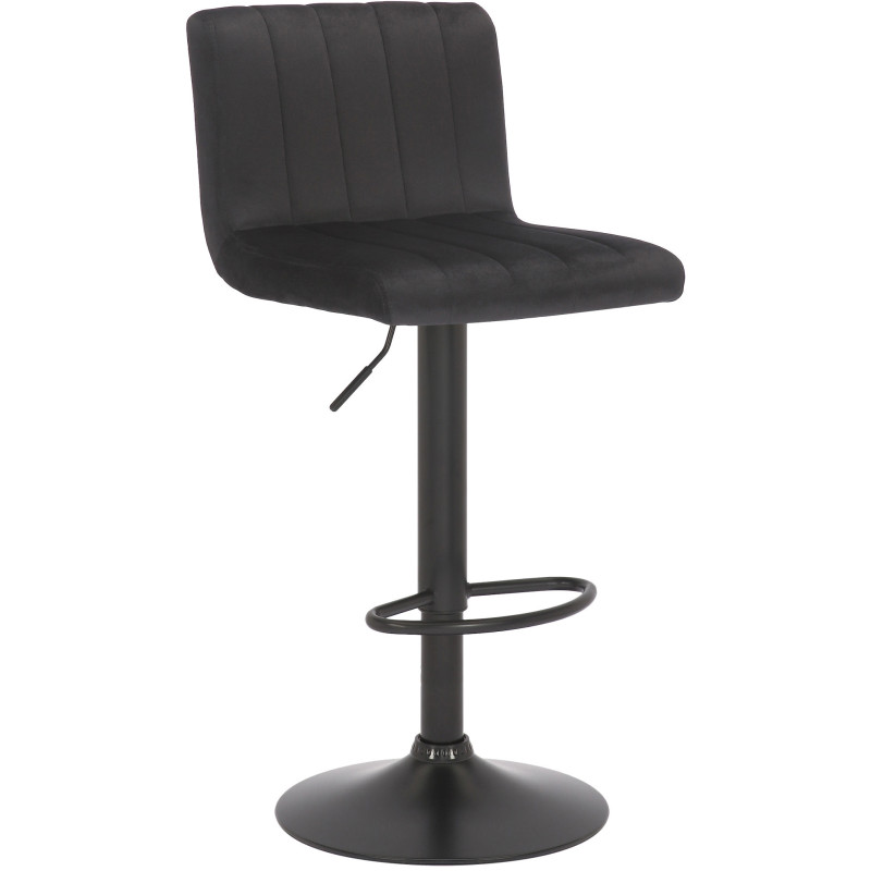Tabouret de bar moderne chic en Velours Noir Métal Noir Dyrvon - 1