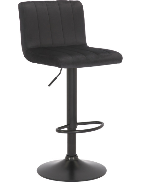 Tabouret de bar moderne chic en Velours Noir Métal Noir Dyrvon - 1