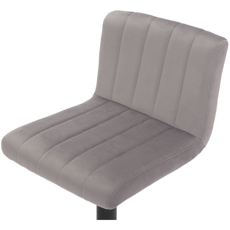 Tabouret de bar moderne chic en Velours Gris Métal Noir Dyrvon - 4