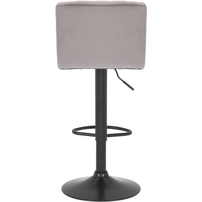 Tabouret de bar moderne chic en Velours Gris Métal Noir Dyrvon - 3