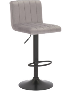 Tabouret de bar moderne chic en Velours Gris Métal Noir Dyrvon - 1