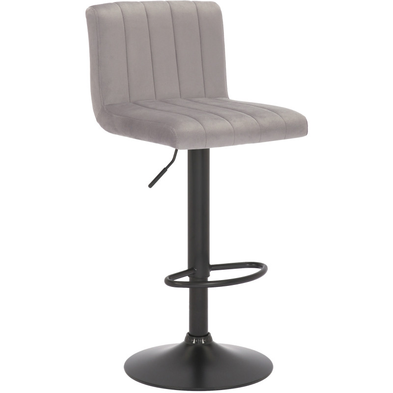 Tabouret de bar moderne chic en Velours Gris Métal Noir Dyrvon - 1