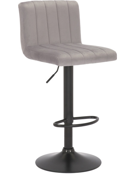 Tabouret de bar moderne chic en Velours Gris Métal Noir Dyrvon - 1